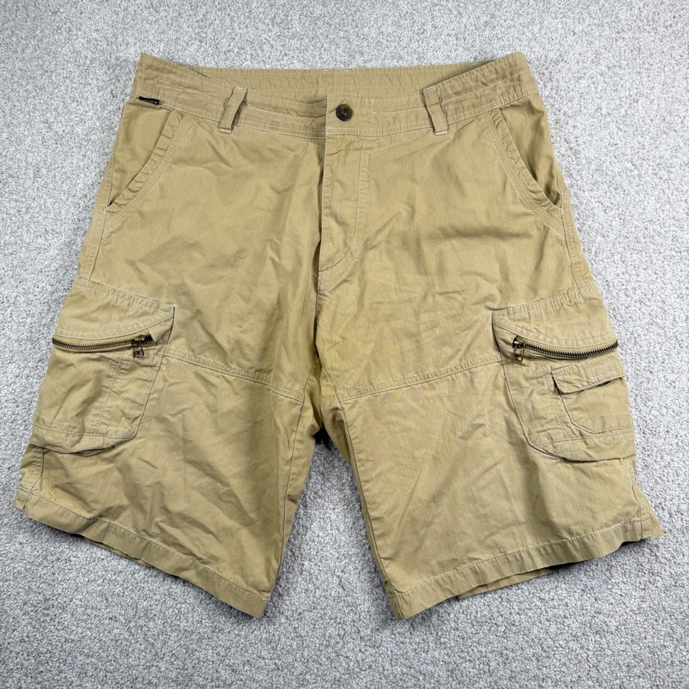 KUHL Cargo Shorts Mens 36 Khaki Vintage Patina Dye Cotton Blend Hiking Outdoor